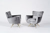 Henry Glass Swivel Chairs in Distressed Silver Velvet, C. 1950s