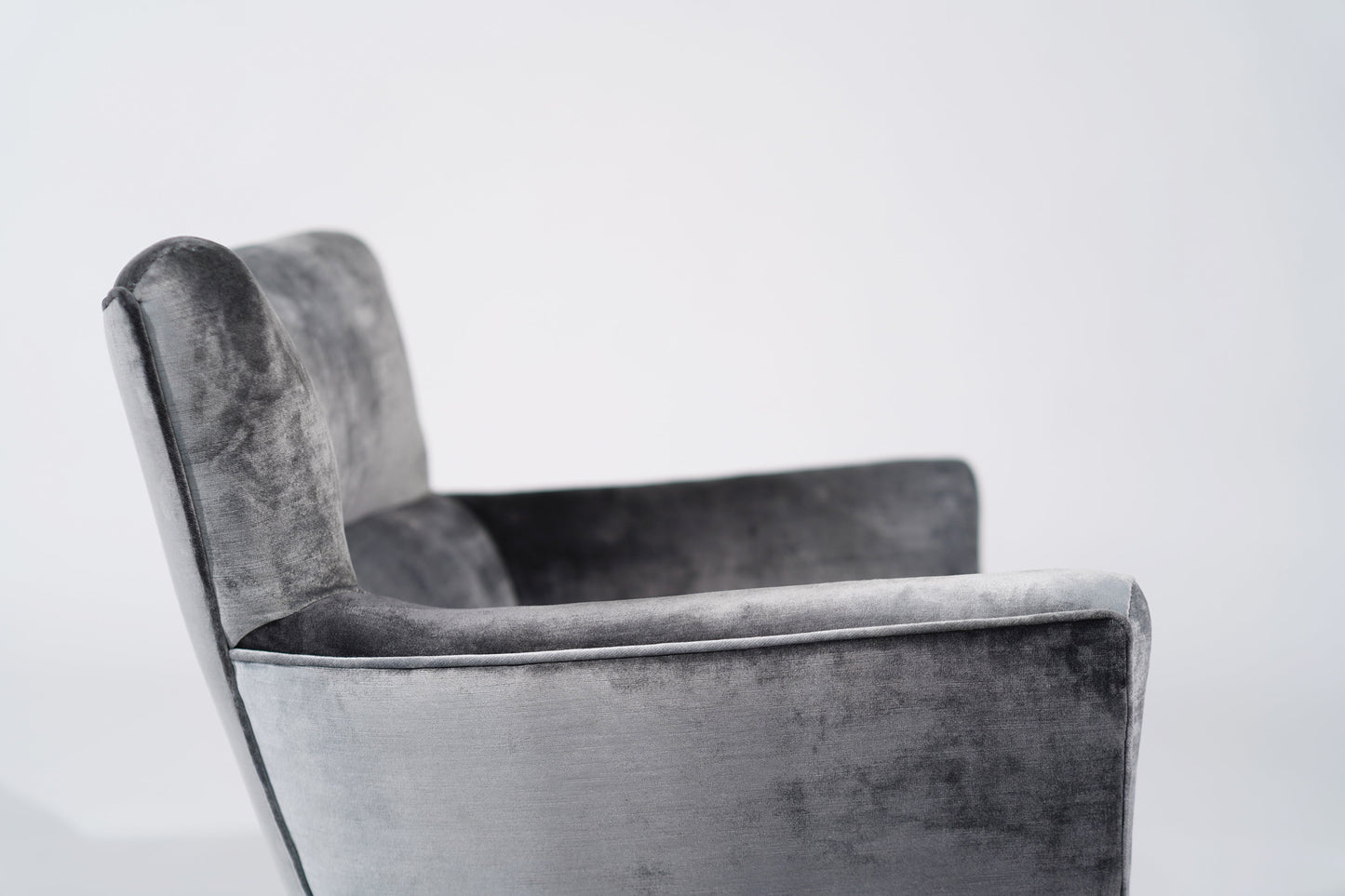 Henry Glass Swivel Chairs in Distressed Silver Velvet, C. 1950s