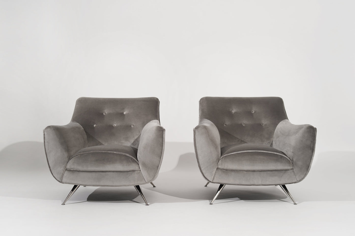 Set of Lounge Chairs by Henry Glass in Grey Alpaca Velvet, C. 1950s