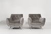 Set of Lounge Chairs by Henry Glass in Grey Alpaca Velvet, C. 1950s