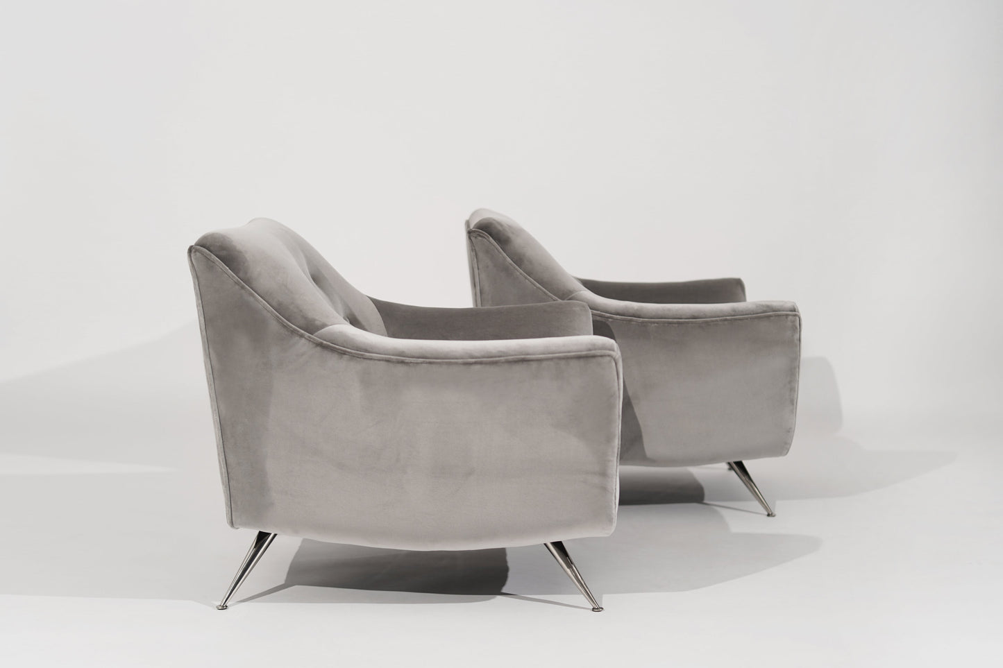 Set of Lounge Chairs by Henry Glass in Grey Alpaca Velvet, C. 1950s