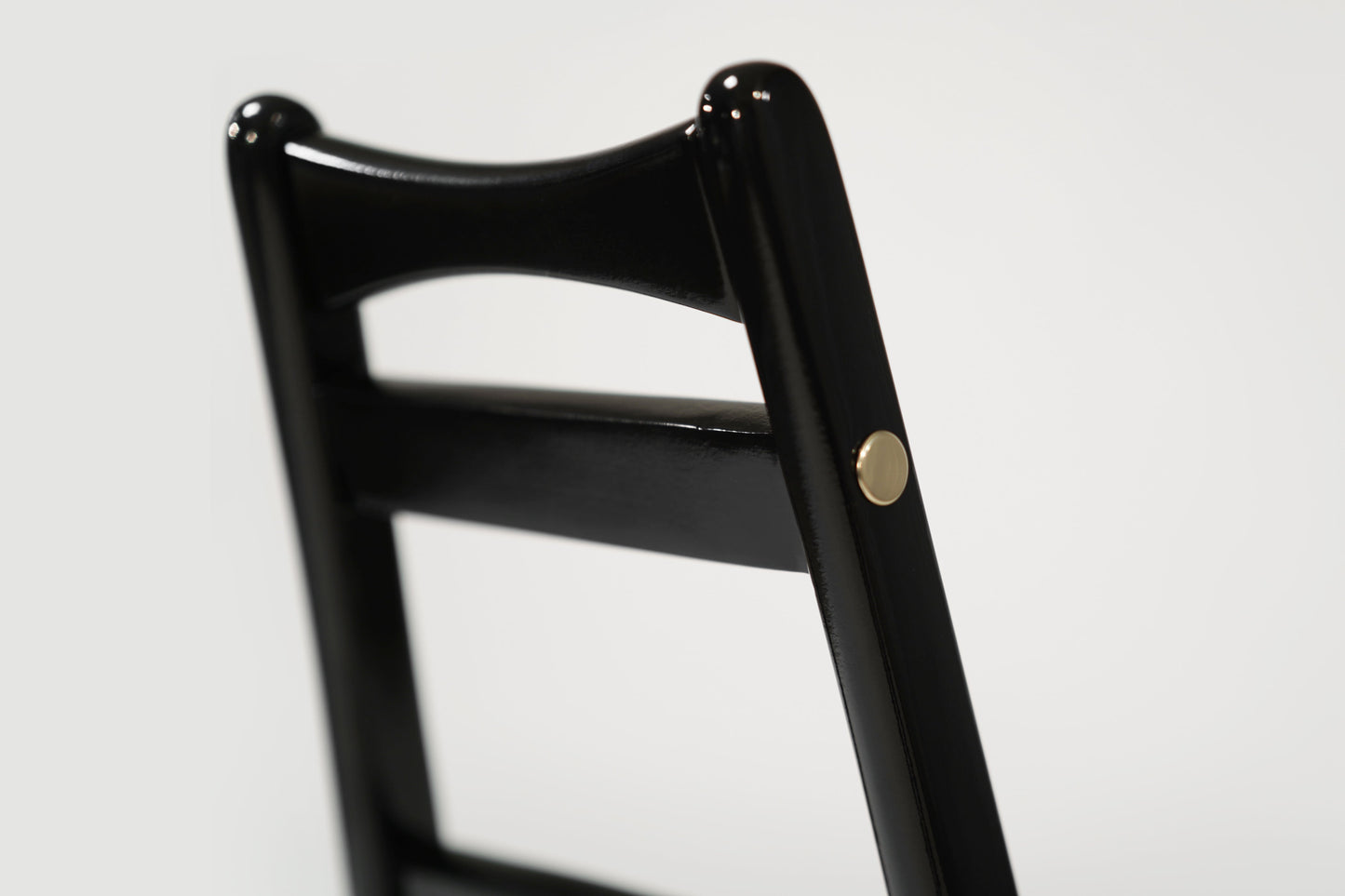 Set of Ebonized Ladder-Back Chairs w/ Brass Accents, C. 1950s
