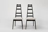 Set of Ebonized Ladder-Back Chairs w/ Brass Accents, C. 1950s