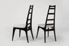 Set of Ebonized Ladder-Back Chairs w/ Brass Accents, C. 1950s