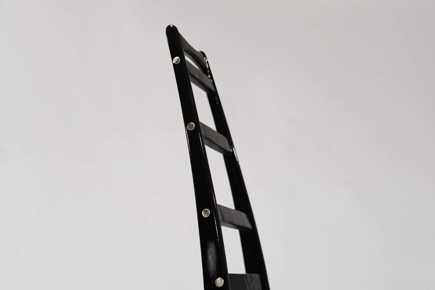 Set of Ebonized Ladder-Back Chairs w/ Brass Accents, C. 1950s