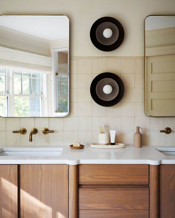 Centric Wall Sconce (Dark Bronze Enamel, Smoked Oyster) — Interior by Victoria Balson Interiors