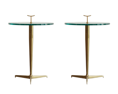 Italian Brass & Glass Side Tables in the Style of Gio Ponti