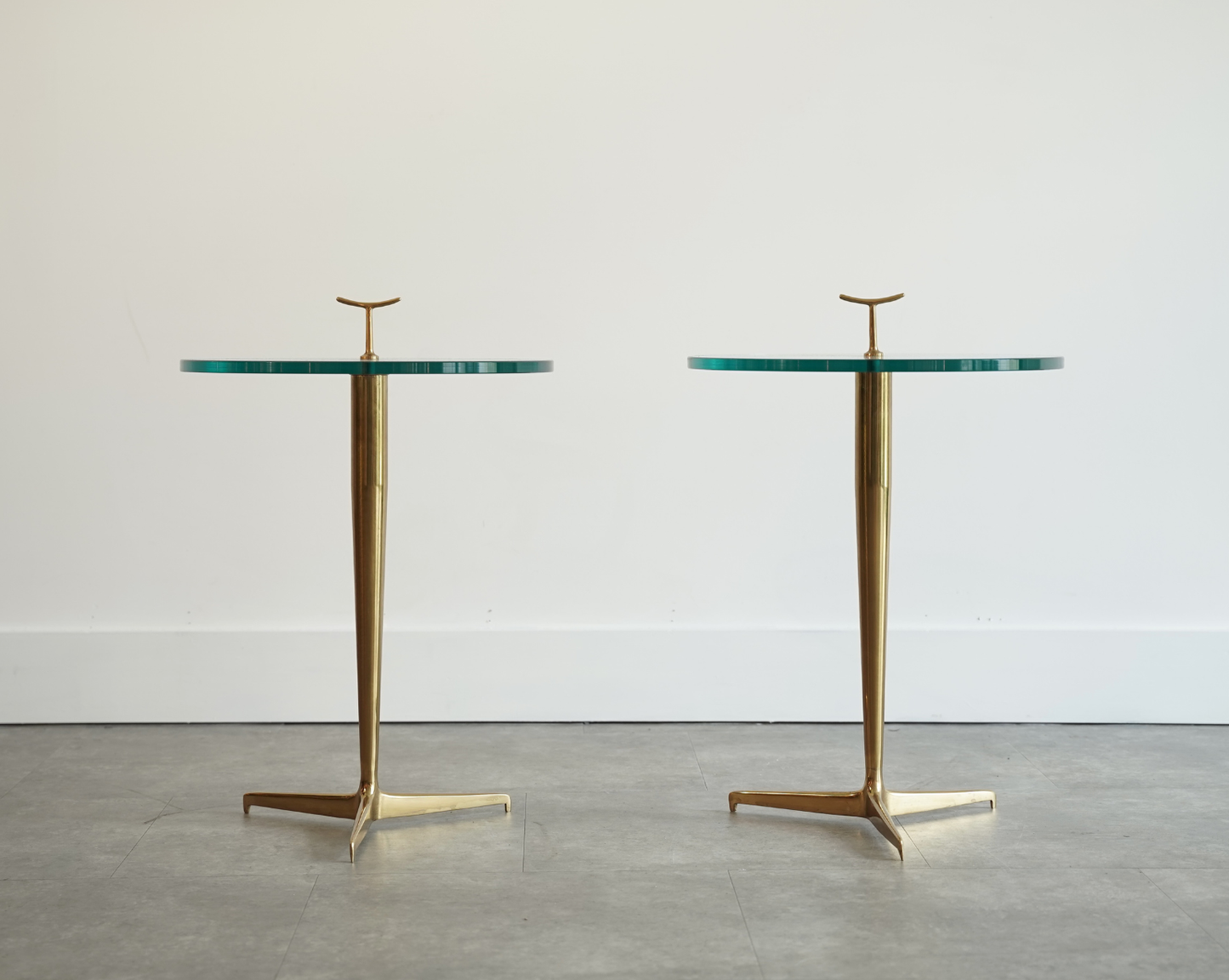 Italian Brass & Glass Side Tables in the Style of Gio Ponti