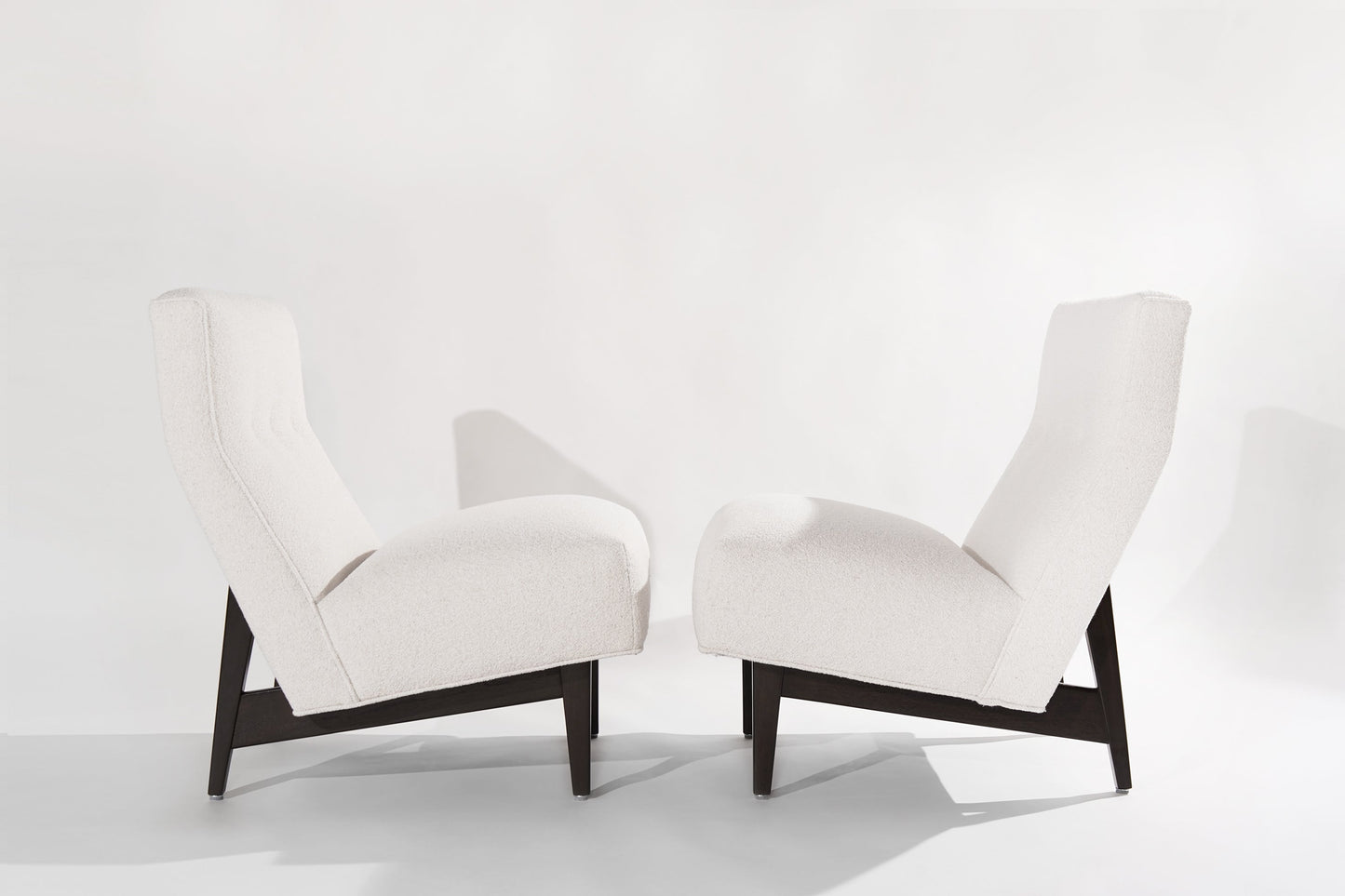 Classic Slipper Chairs by Jens Risom in Bouclé, circa 1950s