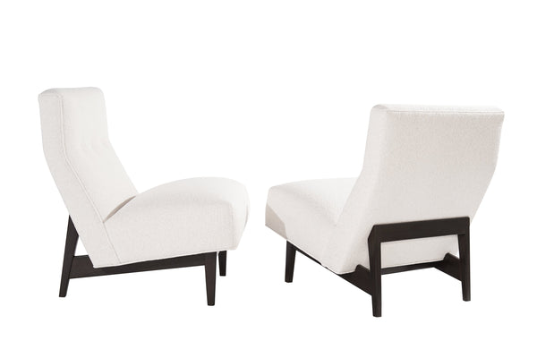 Classic Slipper Chairs by Jens Risom in Bouclé, circa 1950s