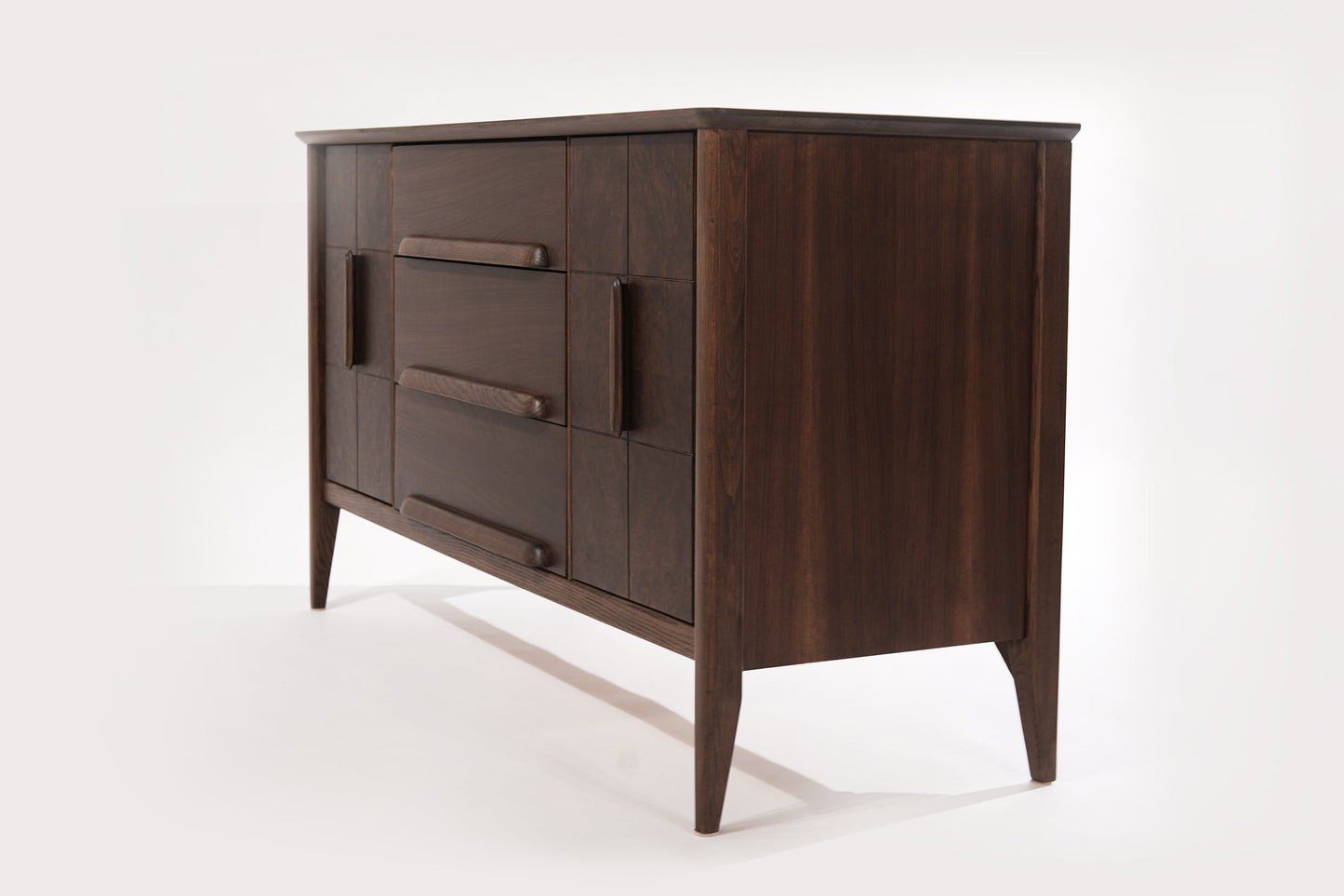 Distinctive Walnut Burl Wood Front Credenza, 1950s