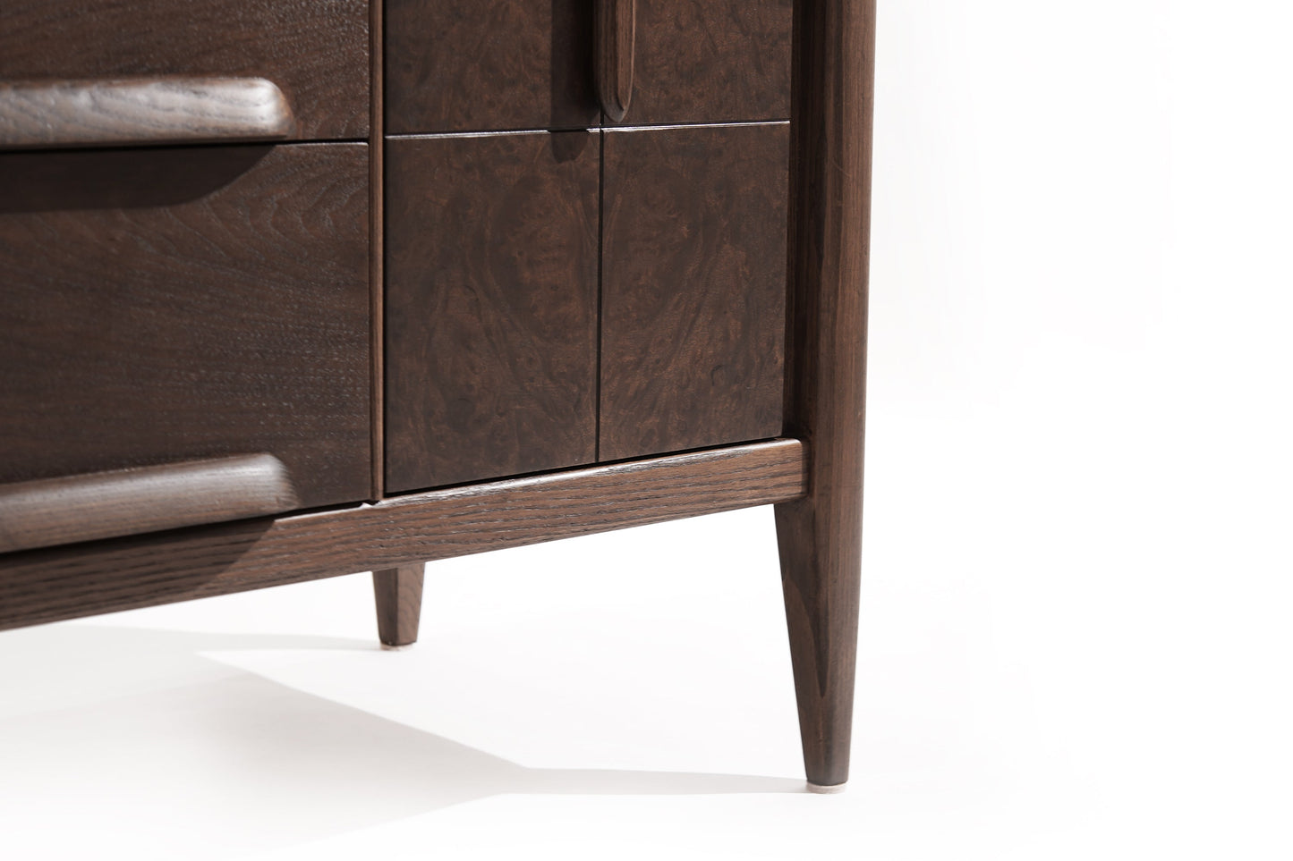 Distinctive Walnut Burl Wood Front Credenza, 1950s