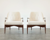 IB Kofod-Larsen Style Modern Lounge Chairs in Walnut & Bouclé, C. 1950s