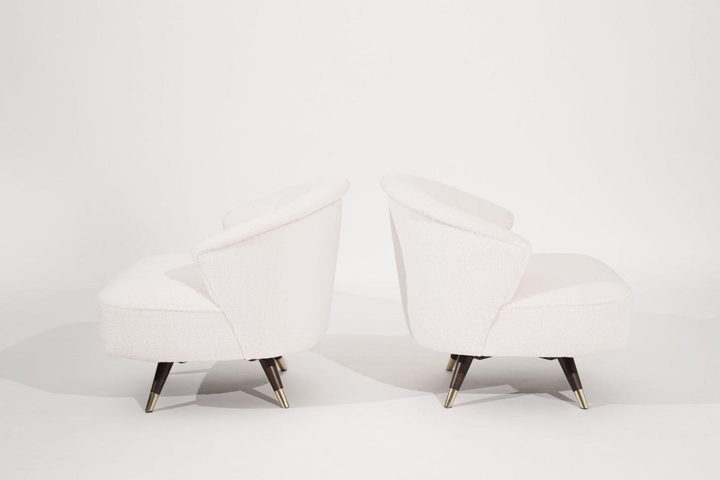 Set of Mid-Century Modern Swivel Chairs in Bouclé, circa 1950s