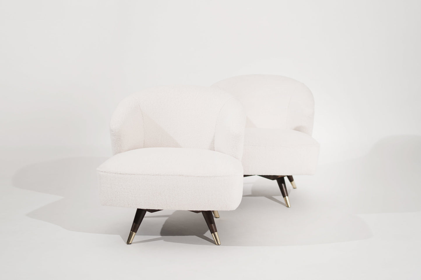 Set of Mid-Century Modern Swivel Chairs in Bouclé, circa 1950s