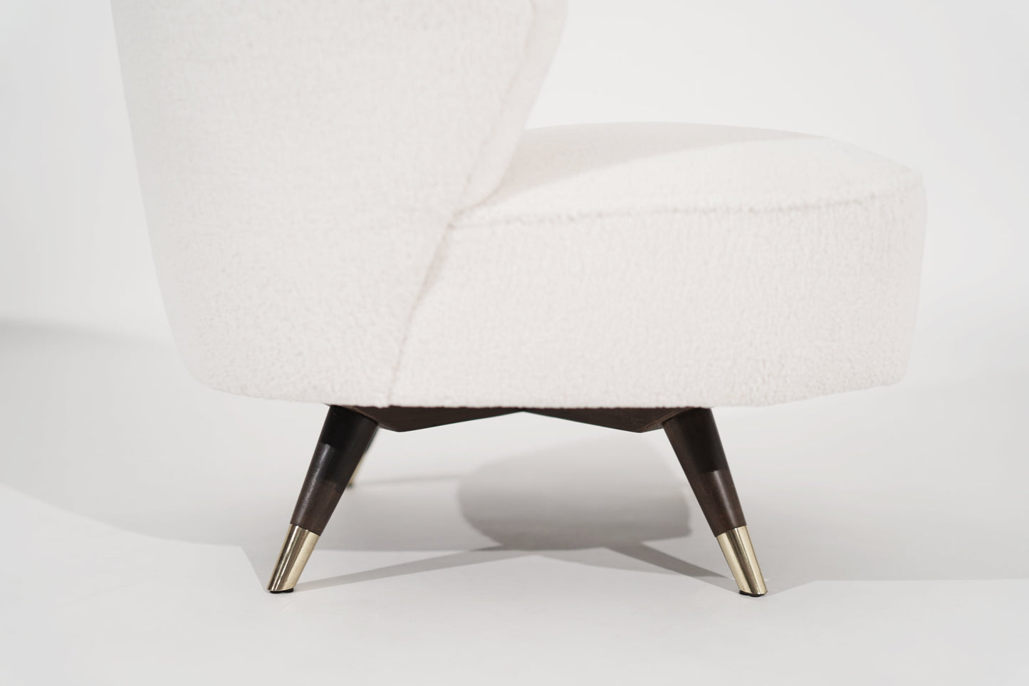 Set of Mid-Century Modern Swivel Chairs in Bouclé, circa 1950s