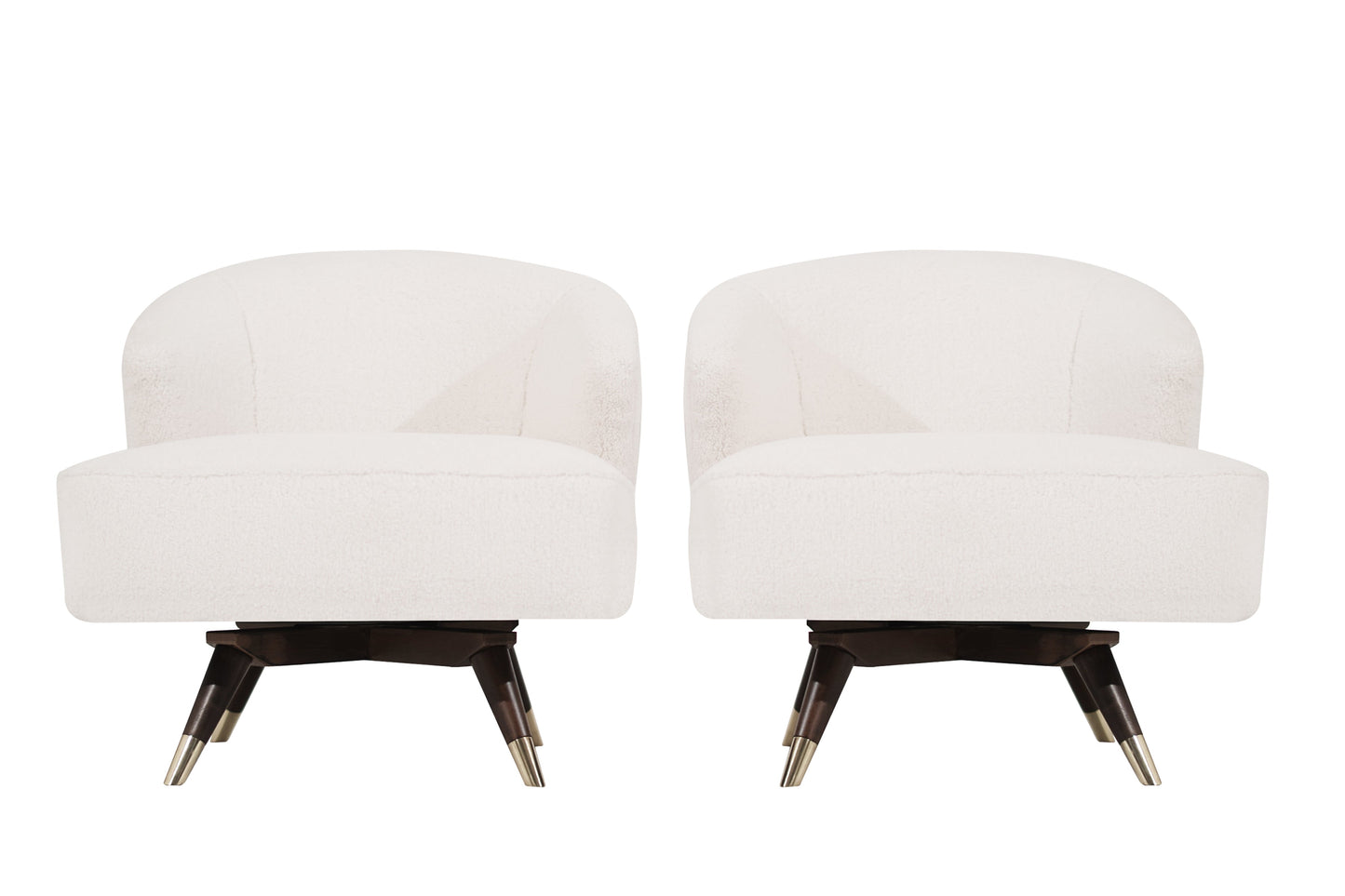 Set of Mid-Century Modern Swivel Chairs in Bouclé, circa 1950s