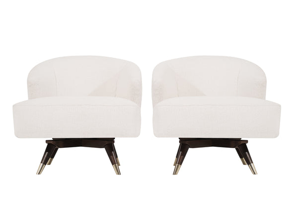 Set of Mid-Century Modern Swivel Chairs in Bouclé, circa 1950s