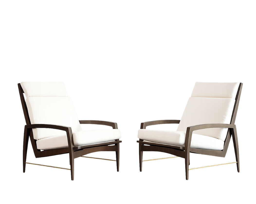 Highback Lounge Chairs by Dan Johnson in Velvet, C. 1950s