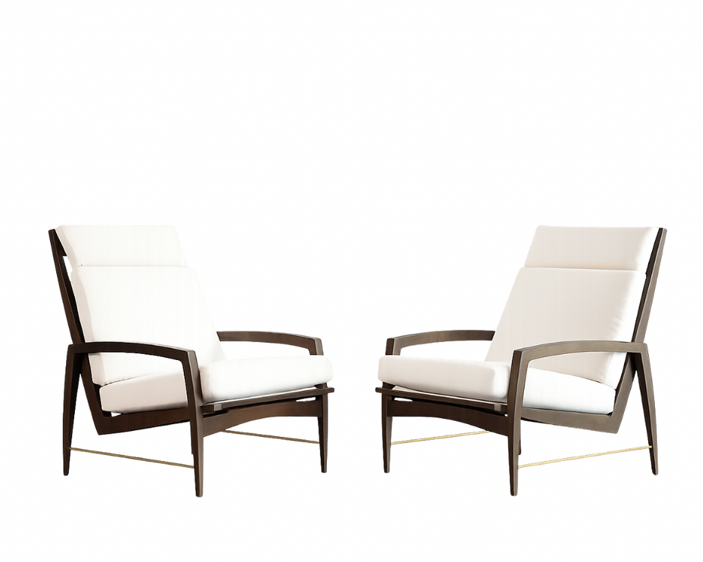 Highback Lounge Chairs by Dan Johnson in Velvet, C. 1950s