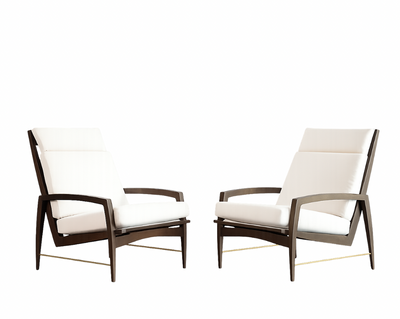 Highback Lounge Chairs by Dan Johnson in Velvet, C. 1950s