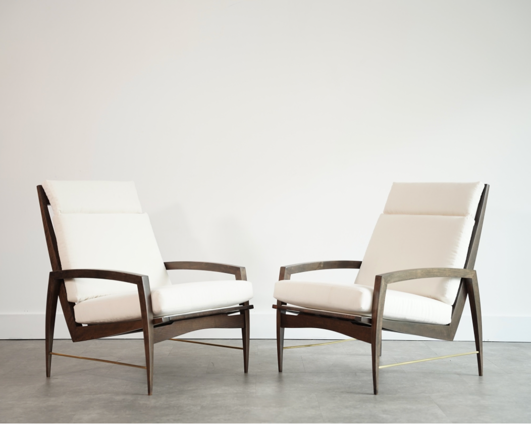Highback Lounge Chairs by Dan Johnson in Velvet, C. 1950s
