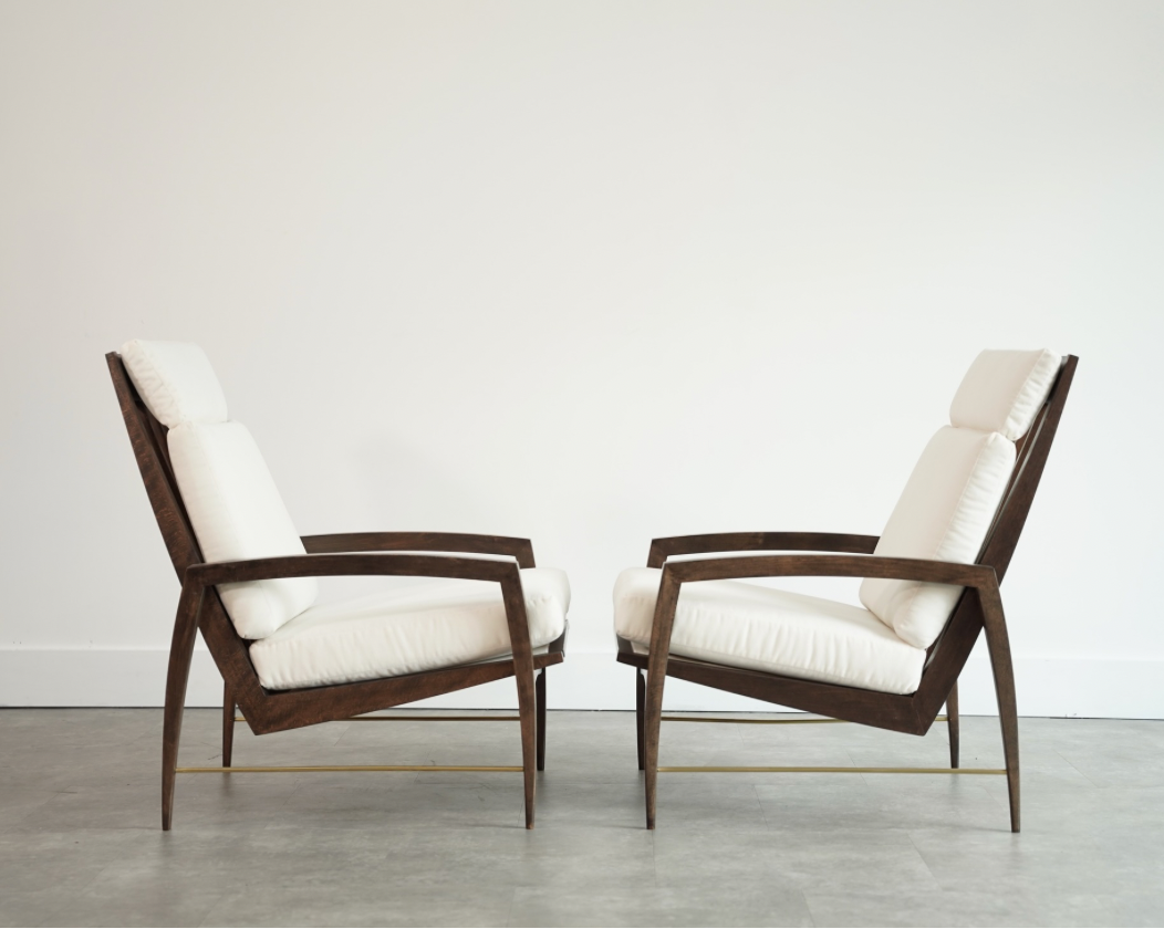Highback Lounge Chairs by Dan Johnson in Velvet, C. 1950s