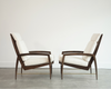 Highback Lounge Chairs by Dan Johnson in Velvet, C. 1950s