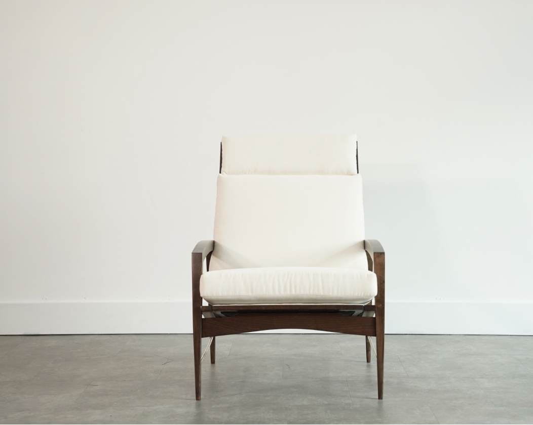 Highback Lounge Chairs by Dan Johnson in Velvet, C. 1950s
