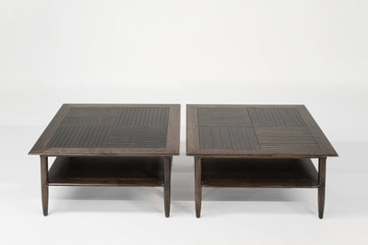 Set of Mid-Century Oak Coffee Tables in Espresso, C. 1950s