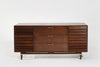 Mid Century Modern Walnut Dresser with Brass Accents, C. 1950s