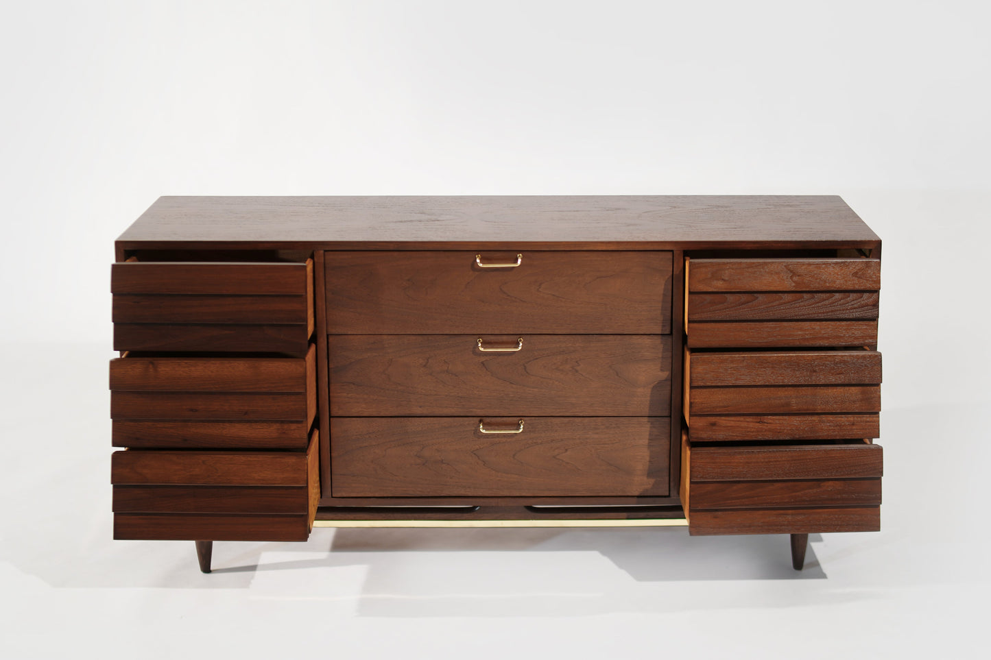 walnut dresser mid century Furniture of America Forma Mid-Century Modern 3-Piece Walnut Dresser and 2 Nightstand Bedroom Set