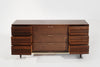 Mid Century Modern Walnut Dresser with Brass Accents, C. 1950s