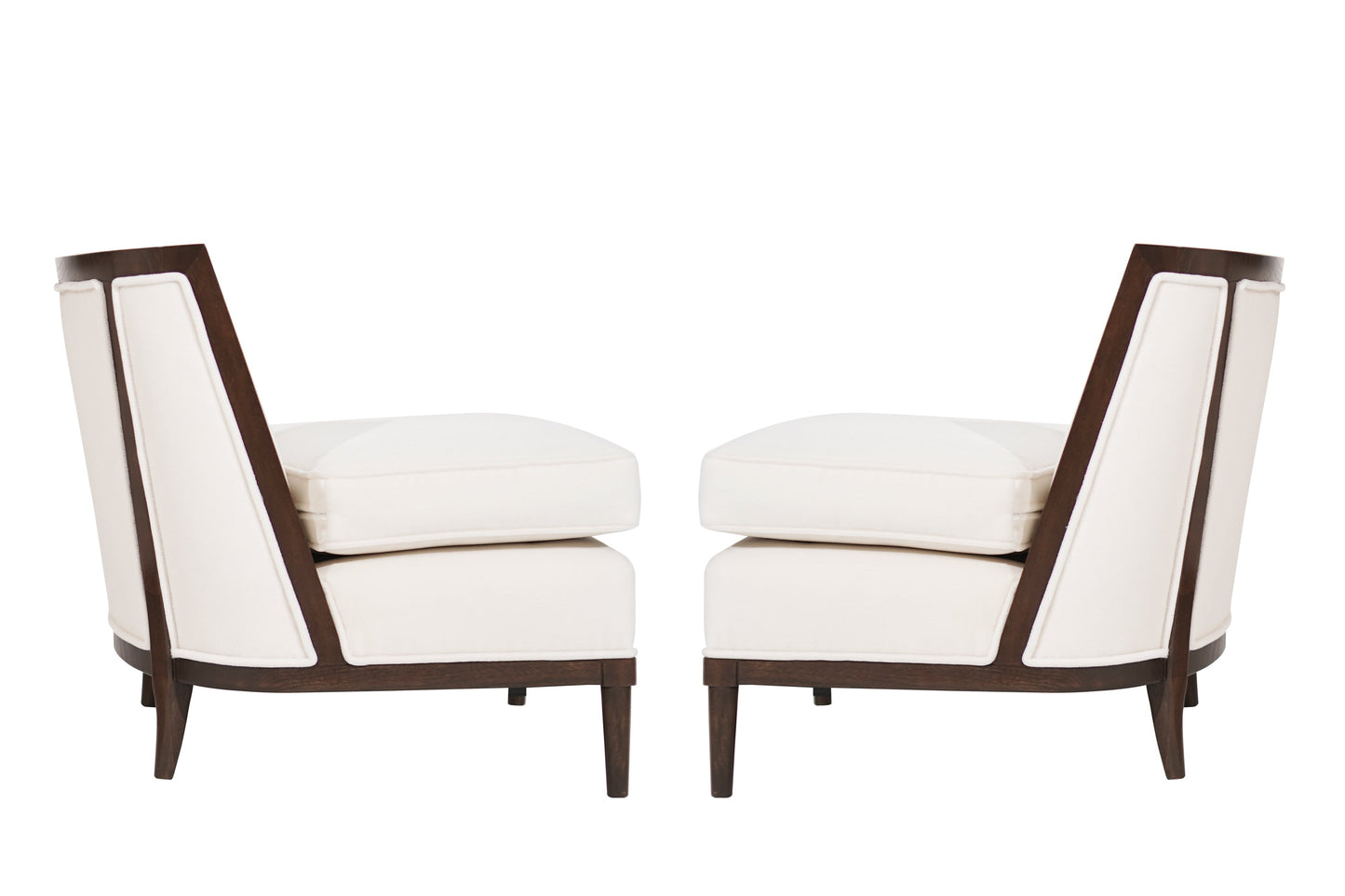 Transitional Slipper Chairs in Ivory Mohair, C. 1950s