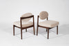 Set of Walnut Side Chairs by Jens Risom in Natural Mohair, C. 1950s