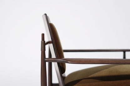 Set of Oak, Mohair and Bronze Lounge Chairs by Dan Johnson, C. 1950s