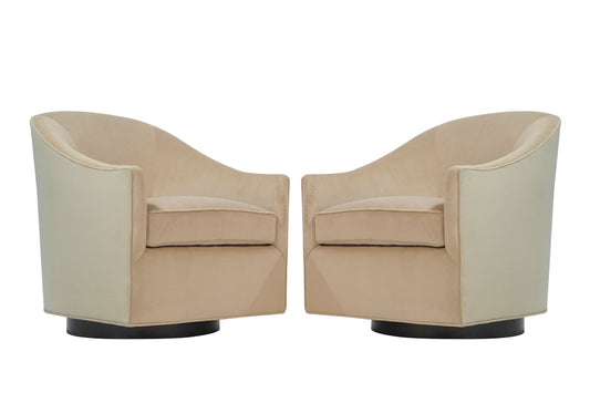Milo Baughman Swivel Chais on Bronze Supports, C. 1970s