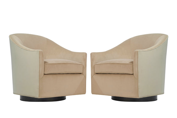 Milo Baughman Swivel Chais on Bronze Supports, C. 1970s