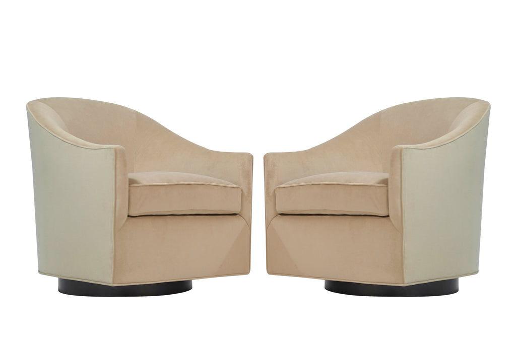 Milo Baughman Swivel Chais on Bronze Supports, C. 1970s