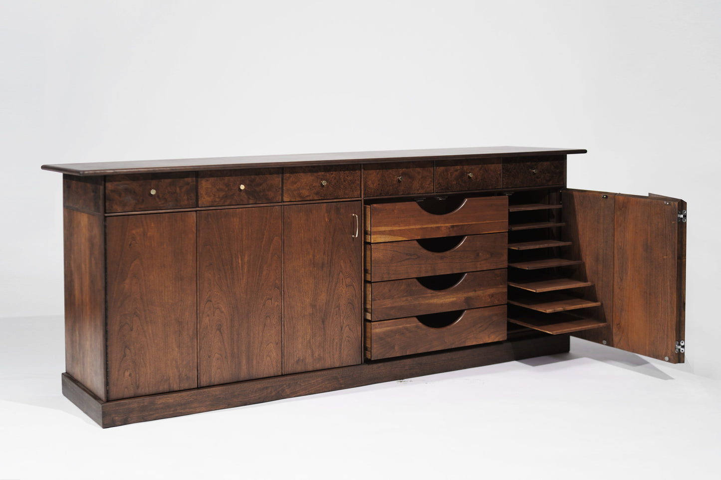 Milo Baughman for Directional Walnut Burl Credenza, C. 1960s