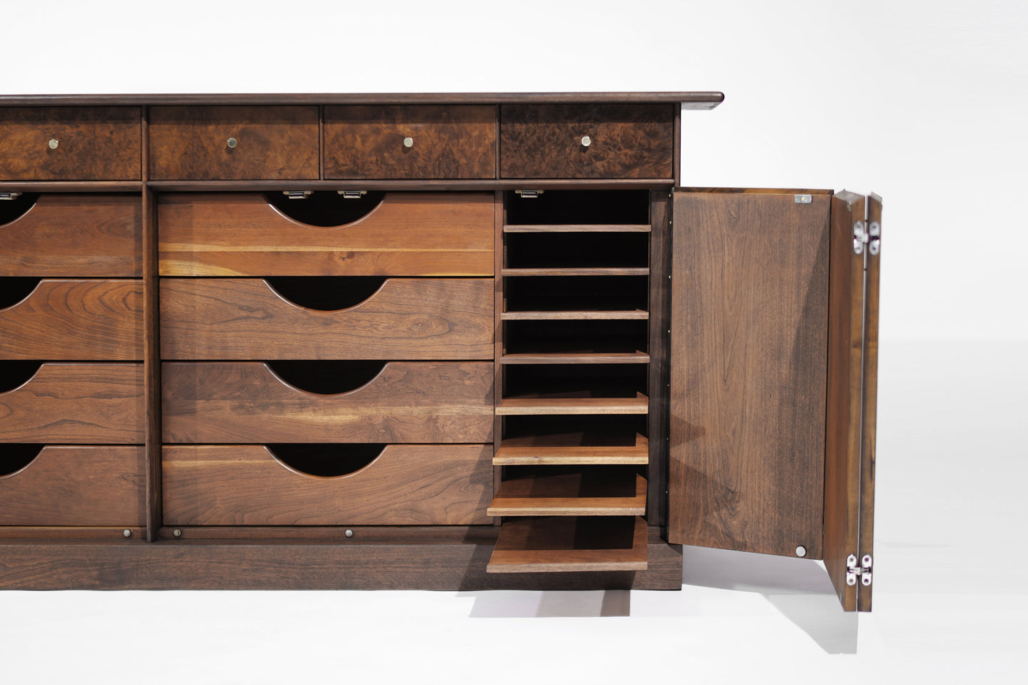 Milo Baughman for Directional Walnut Burl Credenza, C. 1960s