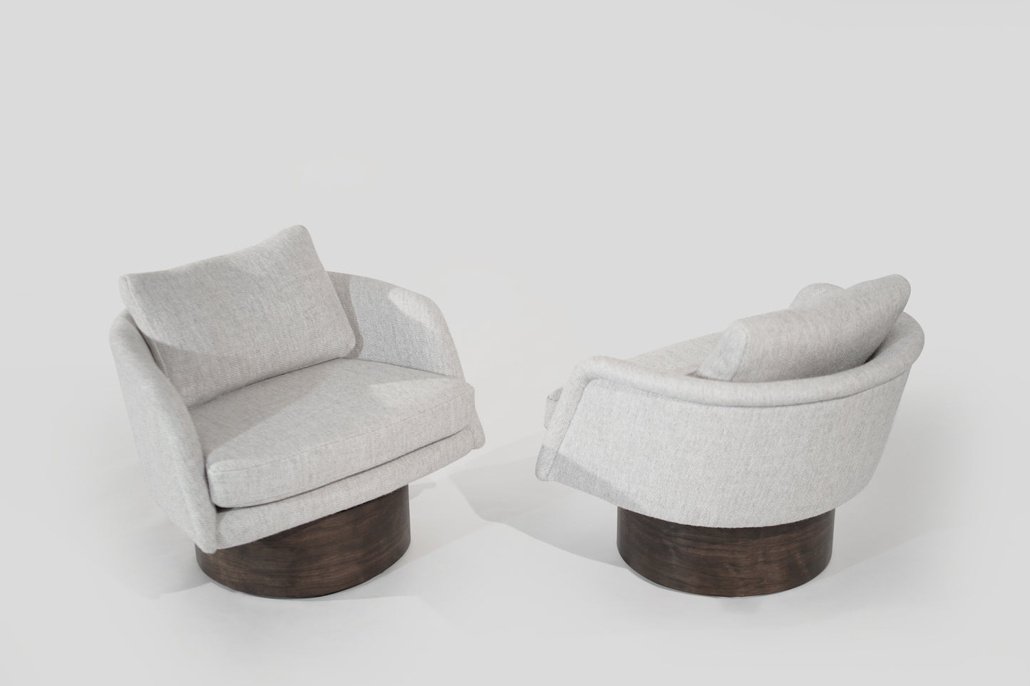 Set of Swivel Lounges on Walnut Supports by Leon Rosen, C. 1970s