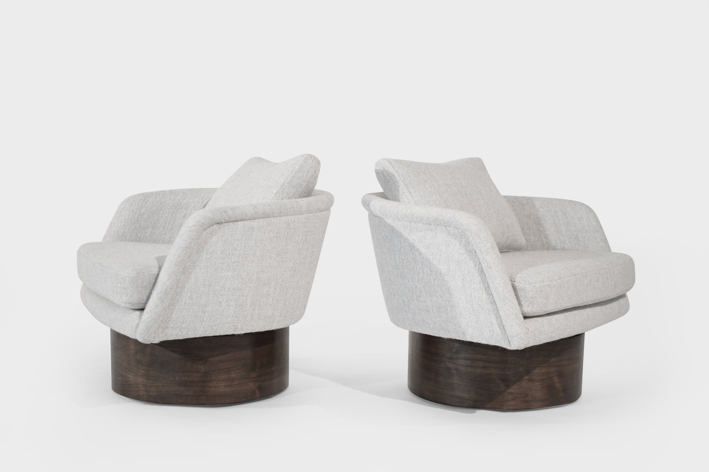 Set of Swivel Lounges on Walnut Supports by Leon Rosen, C. 1970s