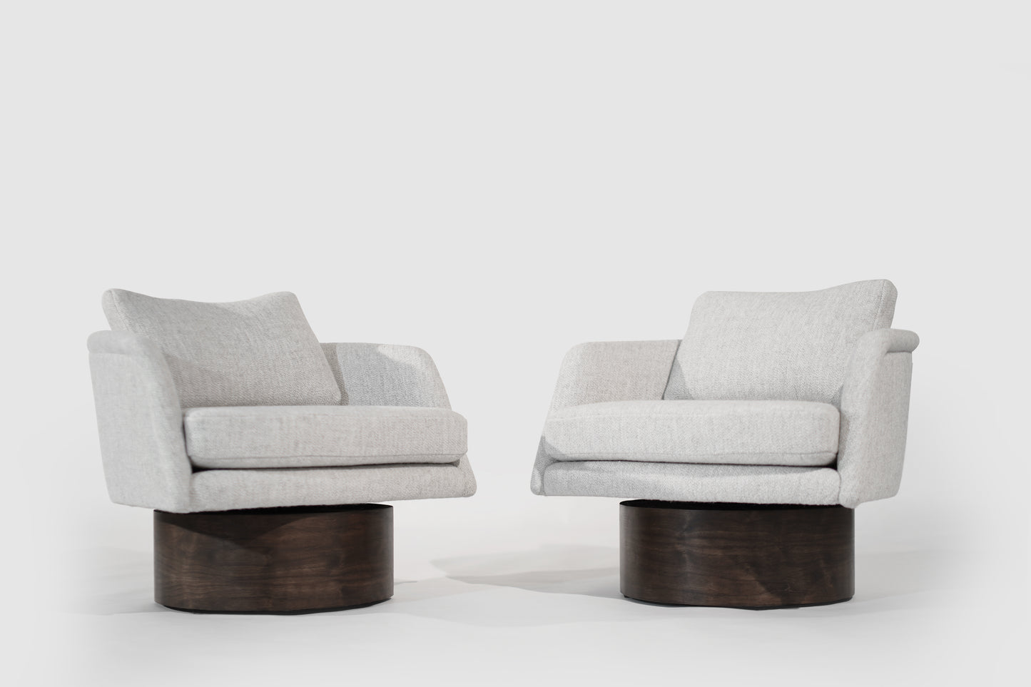 Set of Swivel Lounges on Walnut Supports by Leon Rosen, C. 1970s