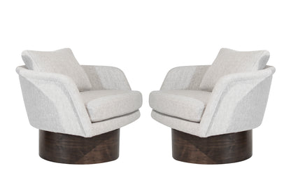 Set of Swivel Lounges on Walnut Supports by Leon Rosen, C. 1970s