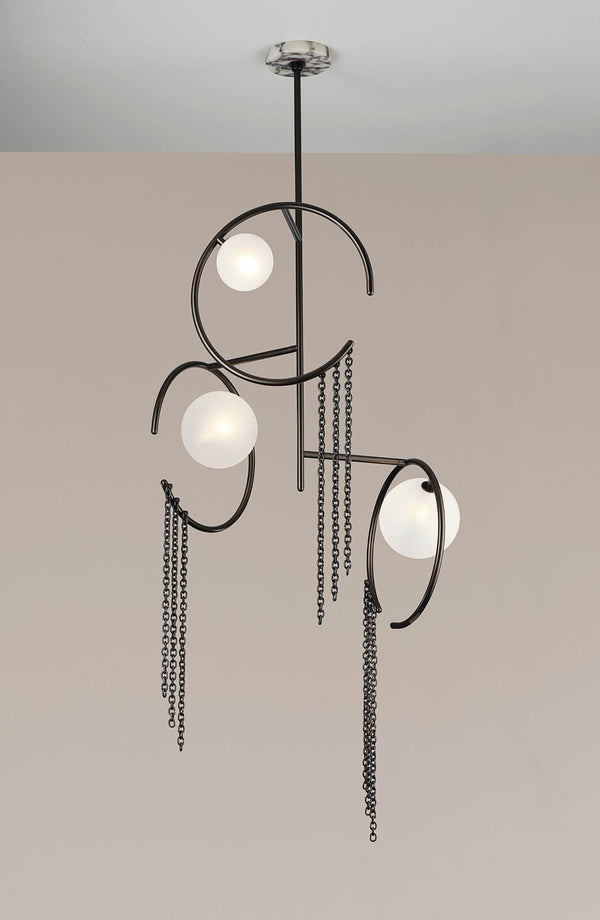 Mitzah Chandelier (Calacatta Marble, Dark Bronze Enamel)