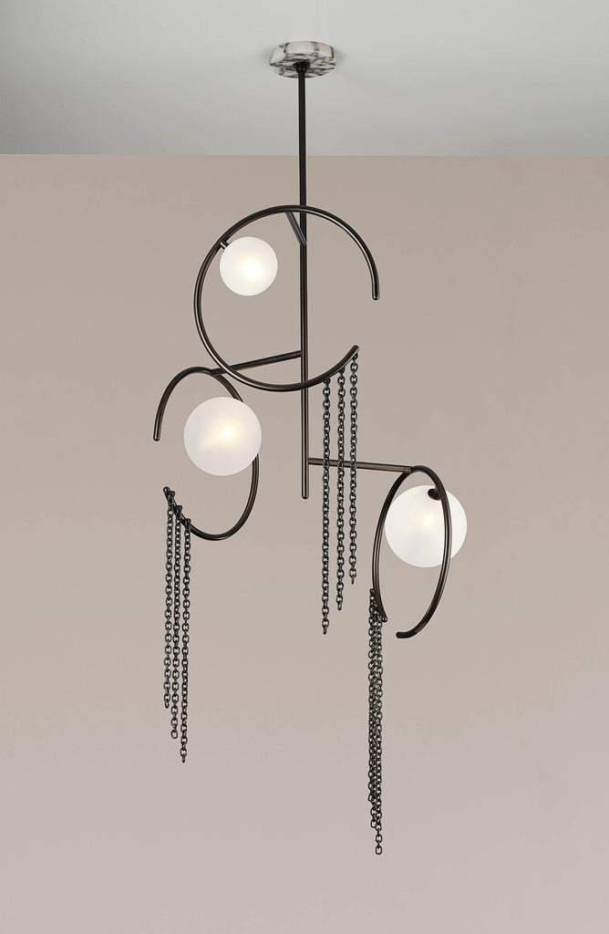 Mitzah Chandelier (Calacatta Marble, Dark Bronze Enamel)