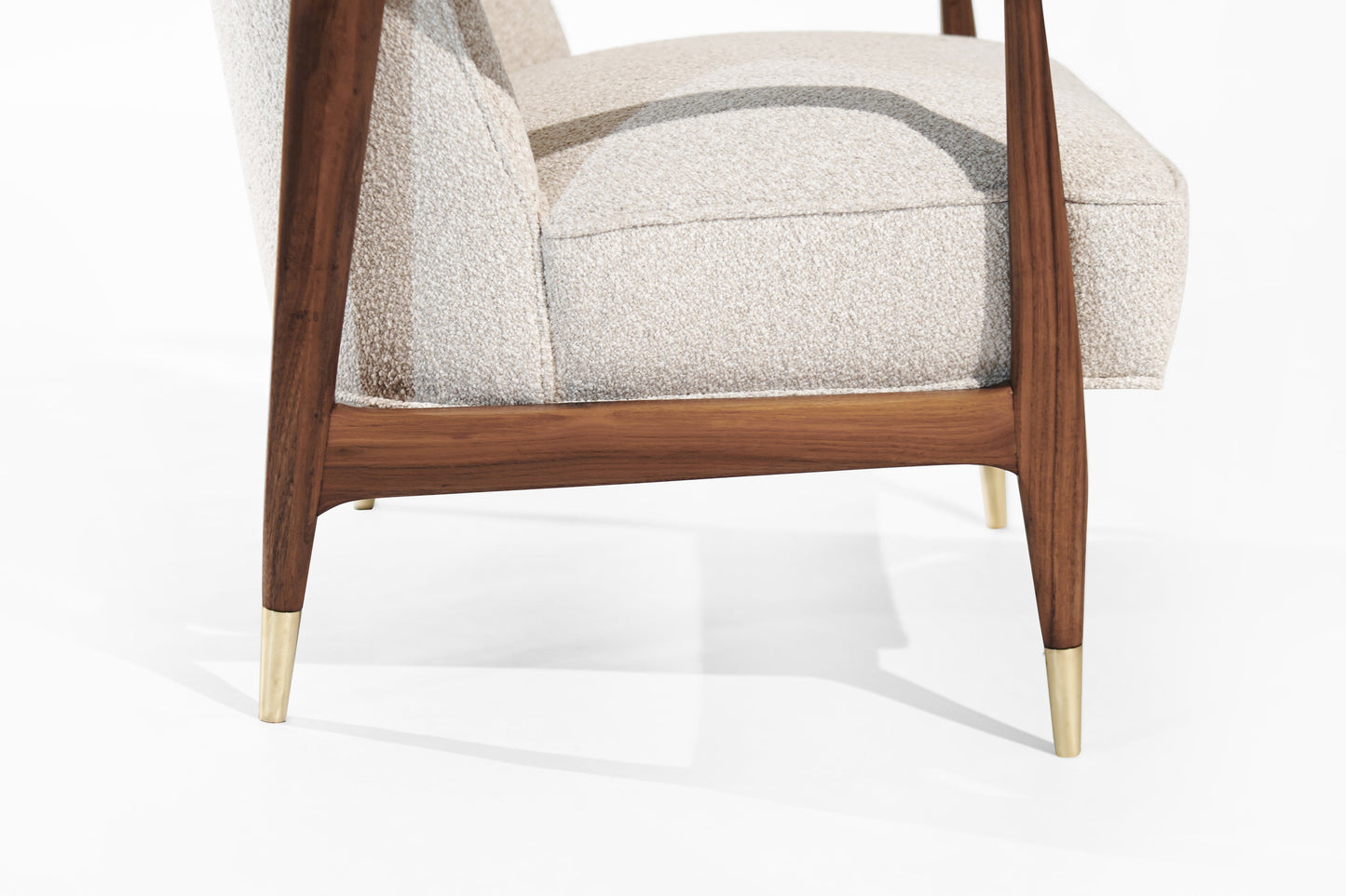 Set of Gio Ponti Style Sculpted Walnut Lounge Chairs, C. 1950s