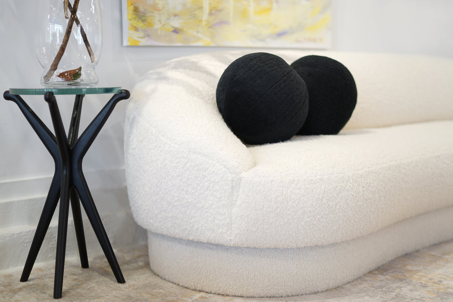 Orb Accent Pillow in Navy Blue Alpaca by Holly Hunt