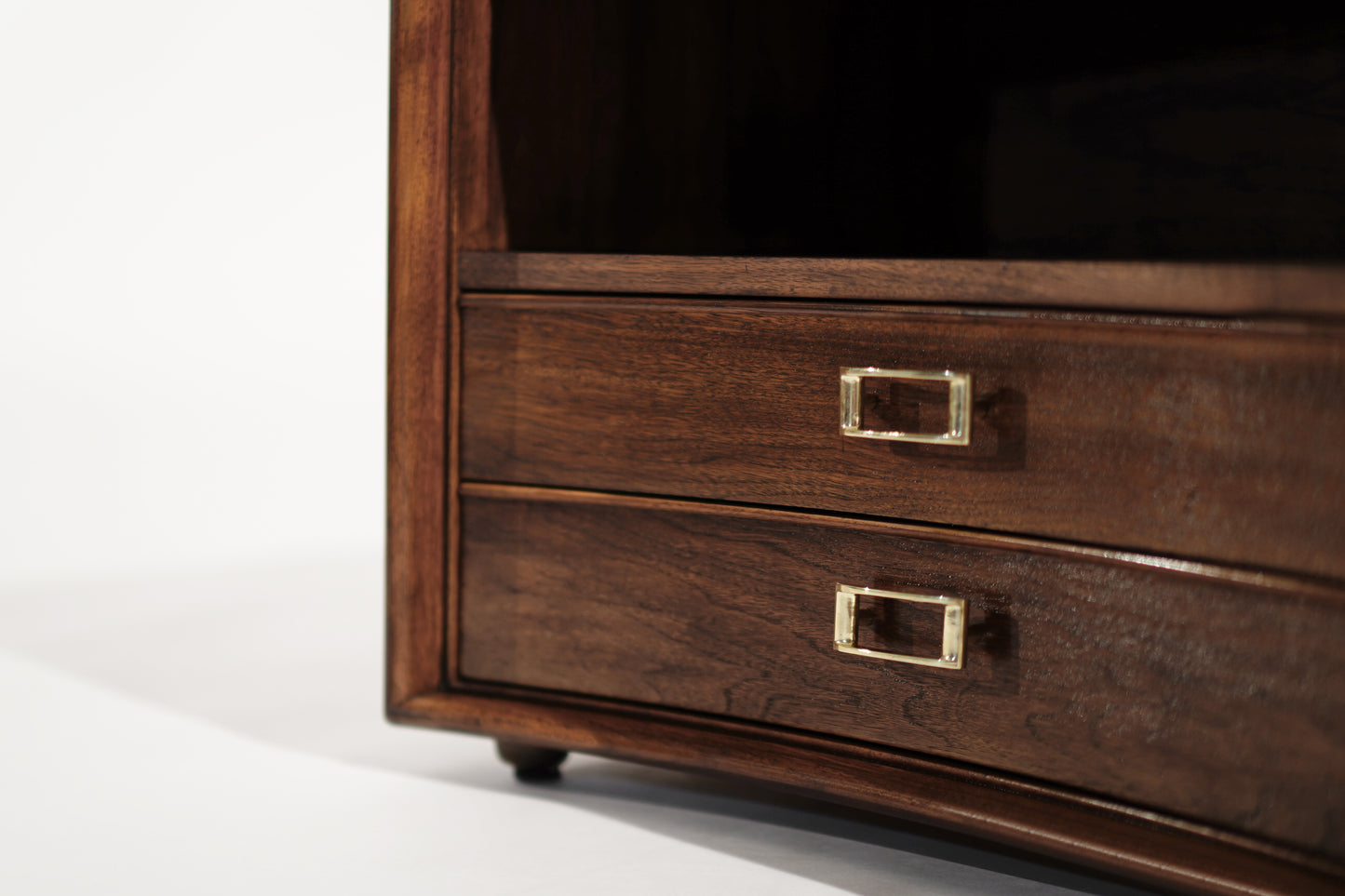 Set of Walnut Concave Bedside Tables by Paul Frankl, C. 1950s